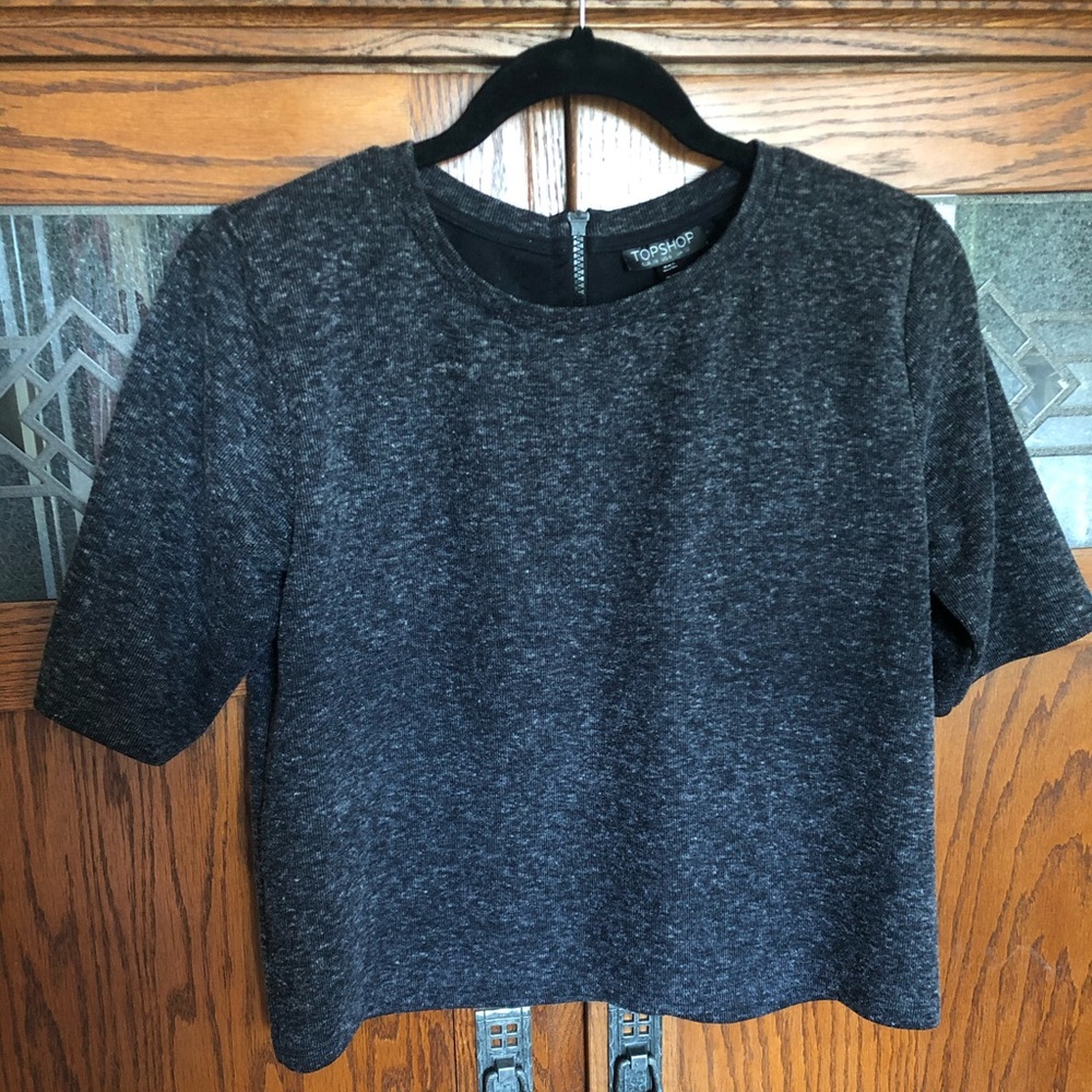 TOPSHOP Marled Grey Crew Neck Sweater Top